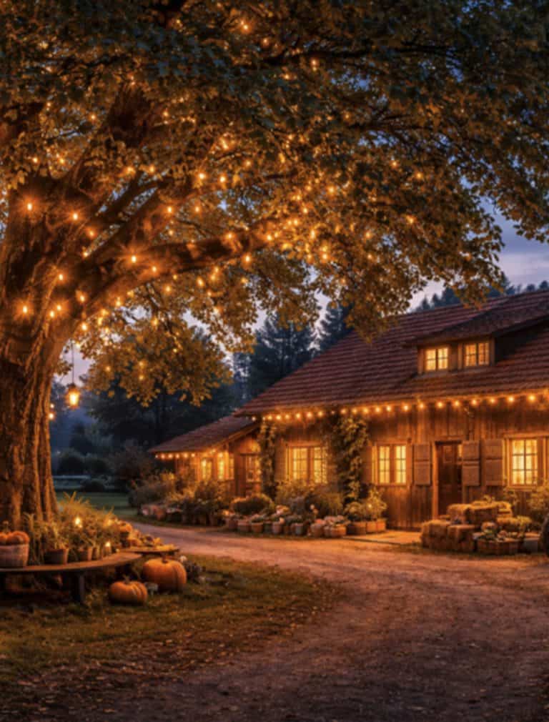 Lichtergarten unter Kastanien