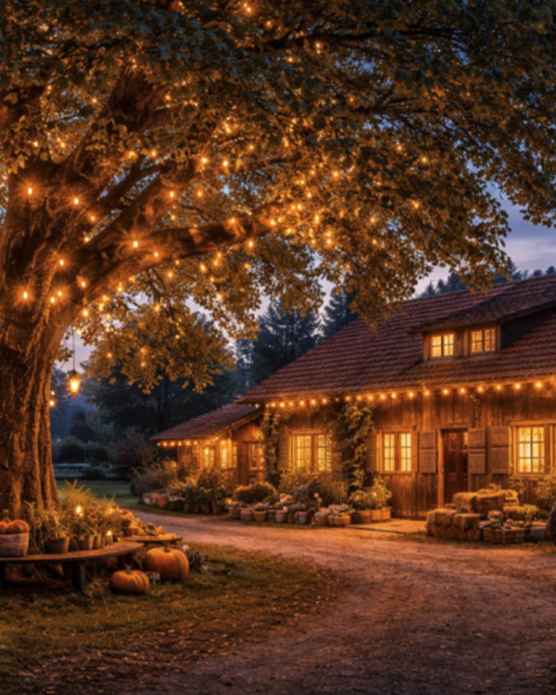 Lichtergarten unter Kastanien